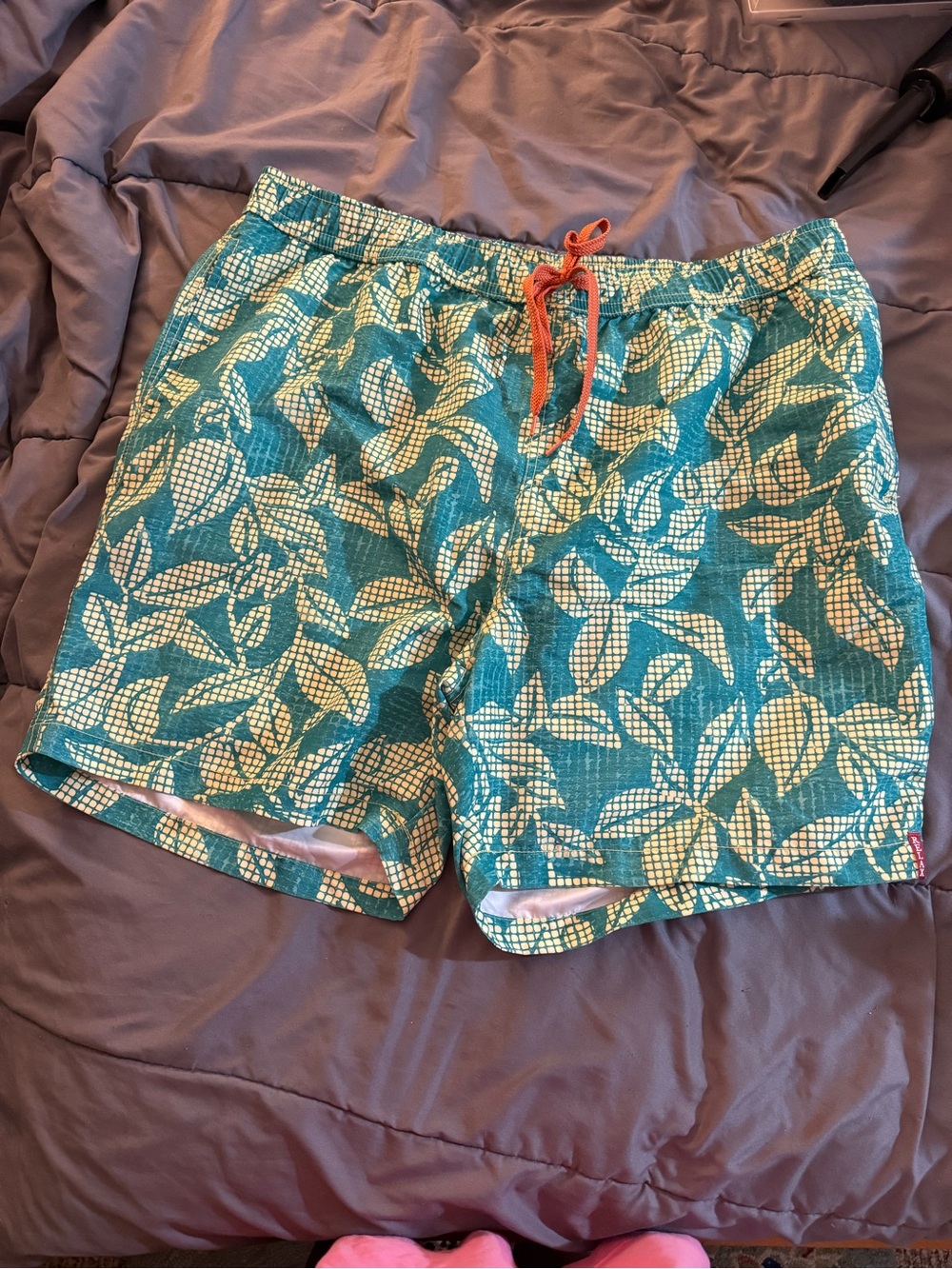 Tommy Bahama Teal and Cream Patterned Swim Shorts